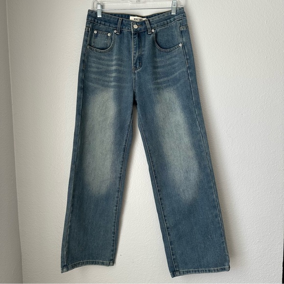 Realtakai Jeans Medium Wash Wide leg denim streetwear fashion edgy style - Picture 4 of 14